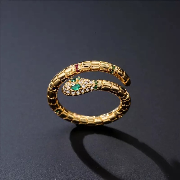SOLD Gold stainless steel snake ring - Picture 2 of 3
